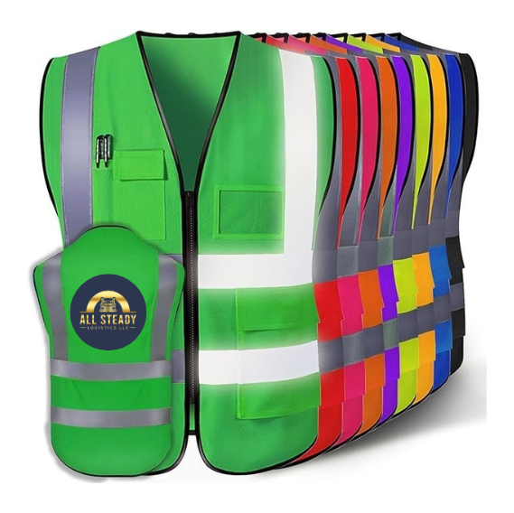 Vest for Men with ASL Logo High Visibility Reflective Safety Vest with Pockets Adult