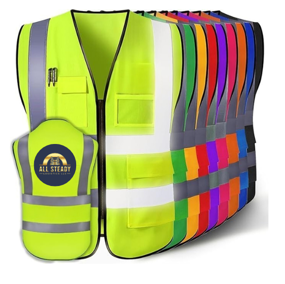 Vest for Men with ASL Logo High Visibility Reflective Safety Vest with Pockets Adult