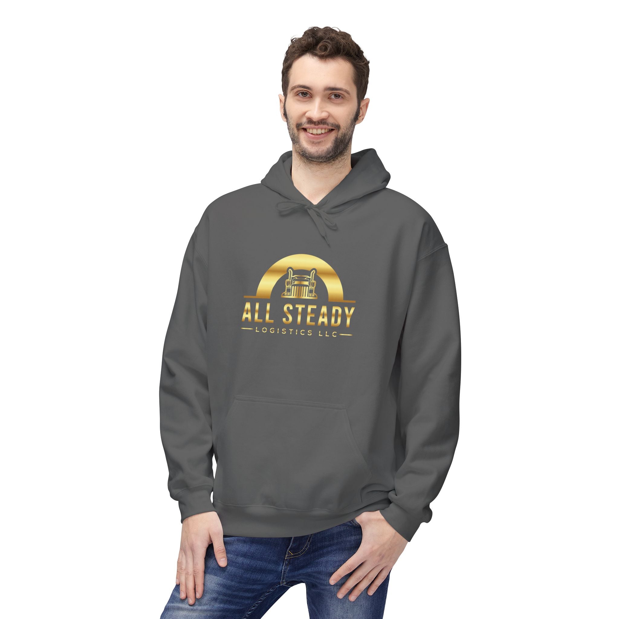 All Steady Logistics Hoodie — Gold Logo Pullover