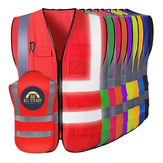 Vest for Men with ASL Logo High Visibility Reflective Safety Vest with Pockets Adult
