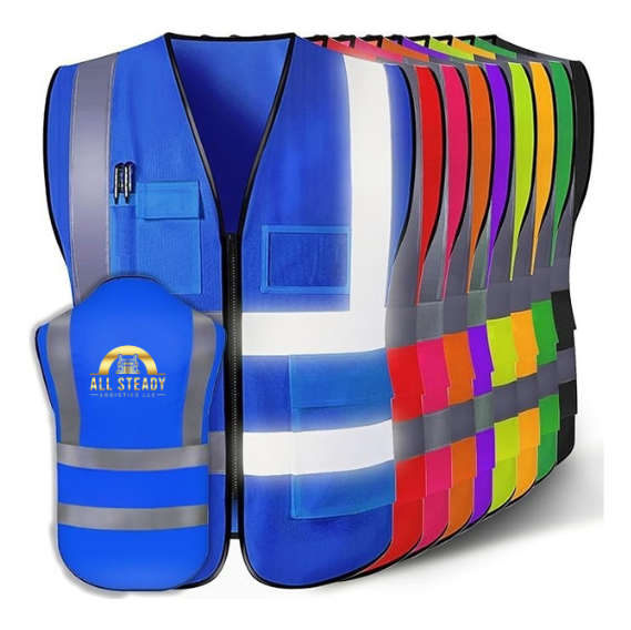 Vest for Men with ASL Logo High Visibility Reflective Safety Vest with Pockets Adult
