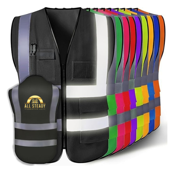 Vest for Men with ASL Logo High Visibility Reflective Safety Vest with Pockets Adult