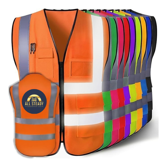 Vest for Men with ASL Logo High Visibility Reflective Safety Vest with Pockets Adult