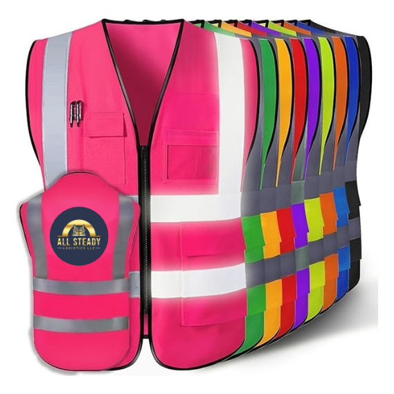 Vest for Men with ASL Logo High Visibility Reflective Safety Vest with Pockets Adult